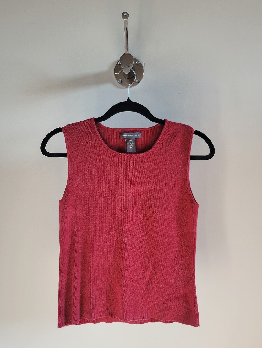 Banana Republic Red 100% Cotton Cropped Boxy Tank Top Size M
